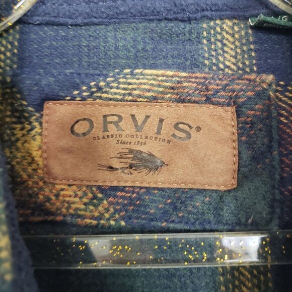 Orvis Big Bear Plaid Shirt Heavyweight Double Brushed Flannel Mens Size Large - Picture 4 of 11